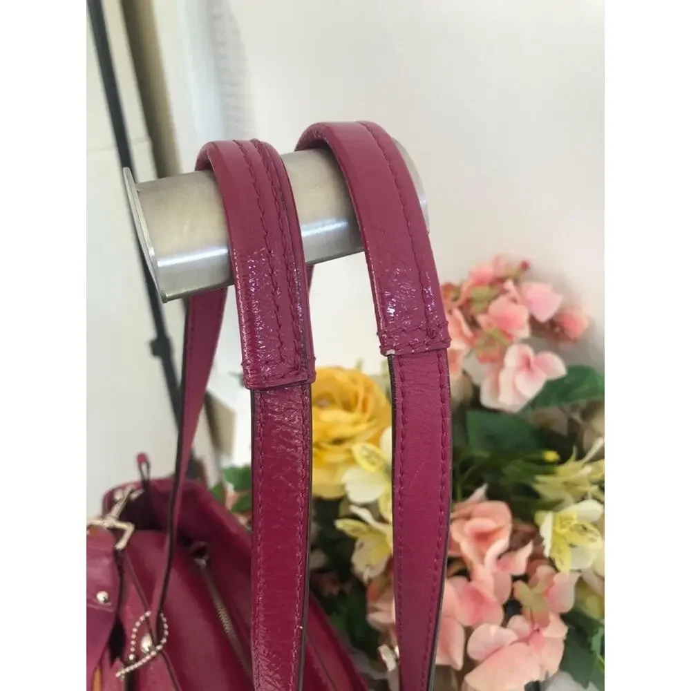 Coach F17940 Signature Fuchsia Baby Diaper Bag Tote Patent Leather (190